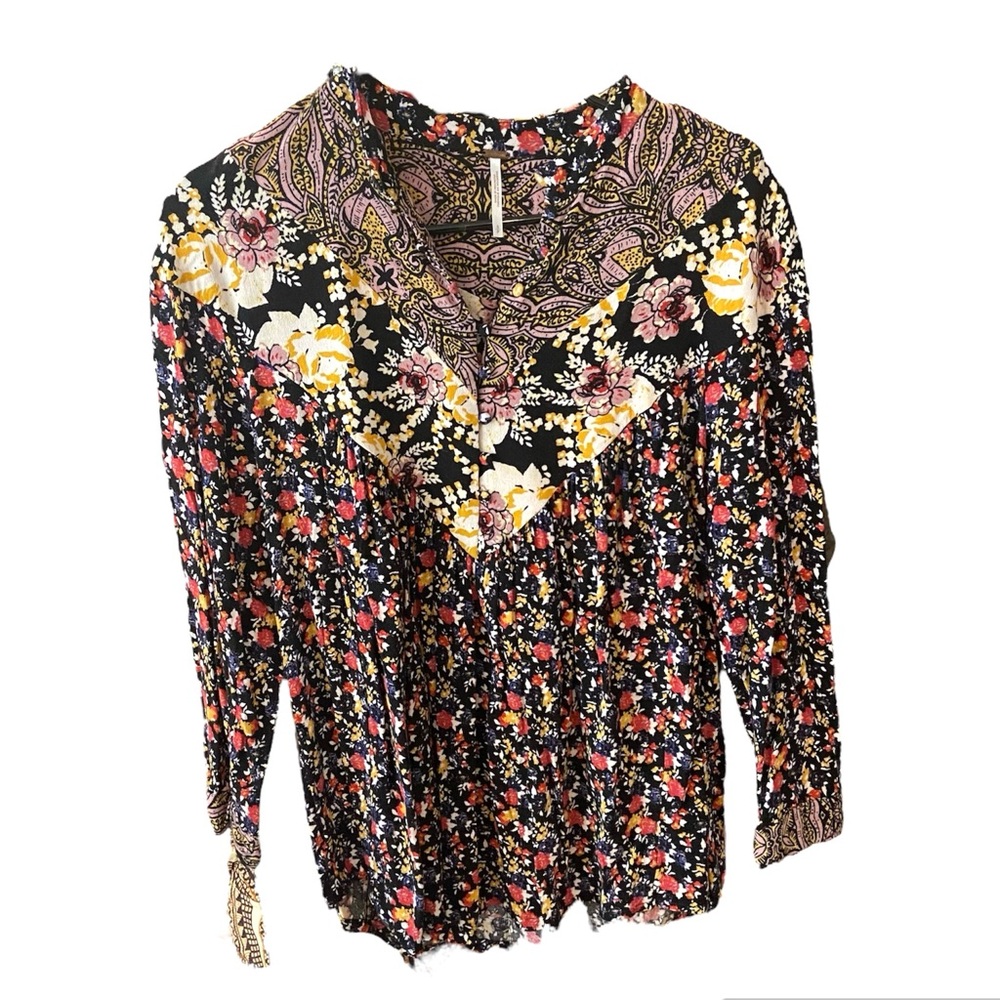 Free People Wildflower Fields Floral Tunic Top Size S